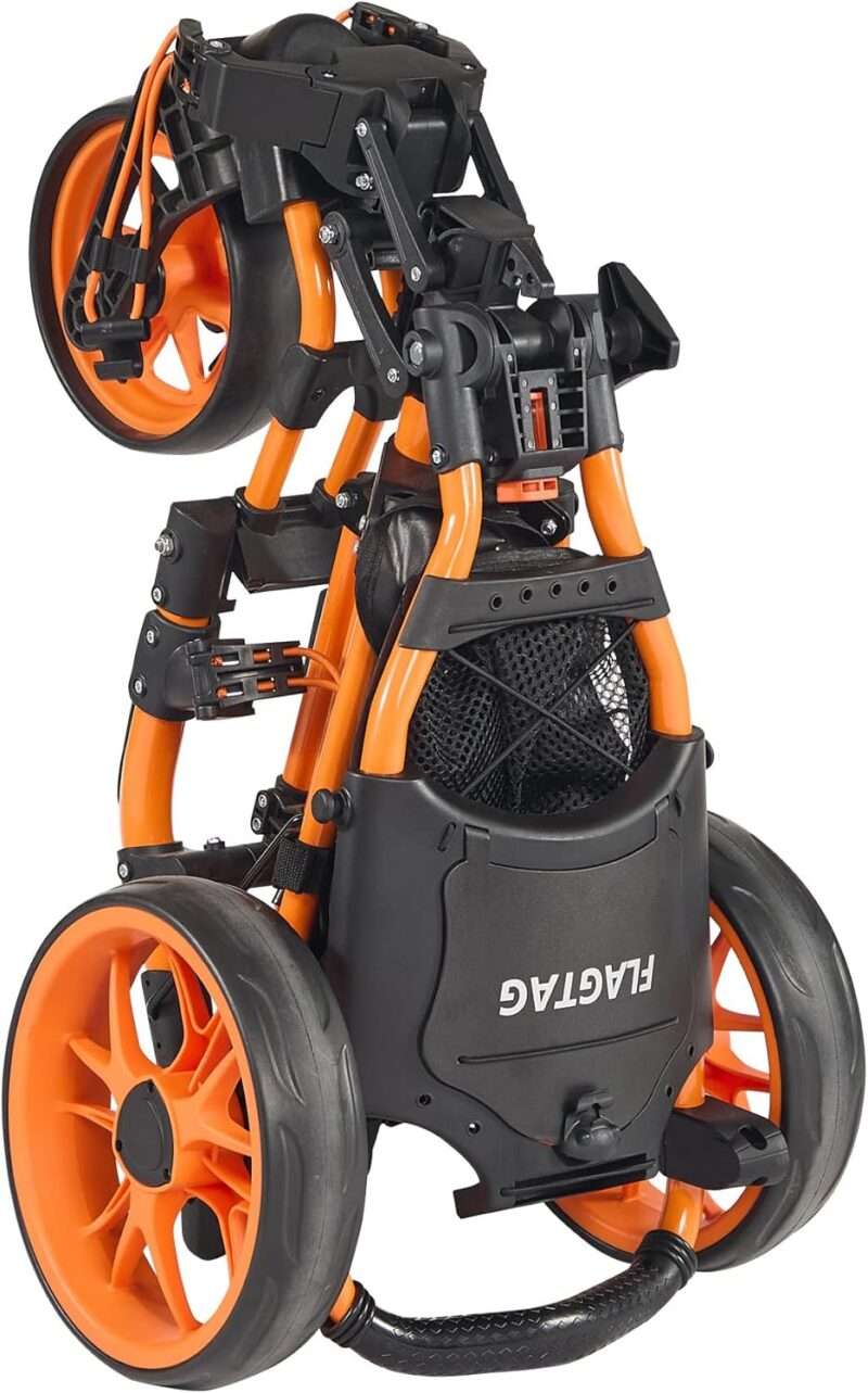 FLAGTAG 3 Wheel Golf Push Cart with 360 Swivel Front Wheel and Foot Brake FLAGTAG 3 Wheel Golf Push Cart with 360 Swivel Front Wheel and Foot Brake
